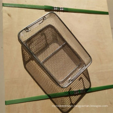 High temperature furnace use 330 stainless steel wire mesh basket strainer with handle